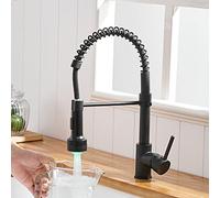 YCVAWEOD Robinets de Cuisine à LED Nickel brossé et Robinet d'évier Noir avec 2 Fonctions de Sortie d'eau Tire Hors du Robot de Cuisine LWX