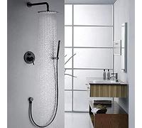 YCVAWEOD Robinets de Douche dissimulés Noirs Ensemble de 12 "en Laiton Plume de Douche de Douche à Manche Unique Boucheur de Salle de Bain Tap de Salle de Bain LWX