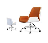 YCVAWEOD Silla Mid-Back Office Chaise avec Roues Modernes Bentwood Bentwood + PU Cuir Swivel Executive Desk Claid Adjustable Computer Foucheur pour Home Office Study LWX