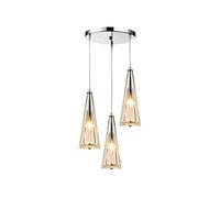 YCVAWEOD Simple 3 lumières Nord Créatif Moderne Europe Lampes Suspendues en Verre Plafonniers Décoration Postmoderne Cristal LED Lampe Suspendue Dispositif (Ambre A) LWX