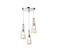 YCVAWEOD Simple 3 lumières Nord Créatif Moderne Europe Lampes Suspendues en Verre Plafonniers Décoration Postmoderne Cristal LED Lampe Suspendue Dispositif (Transparent A) LWX