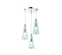YCVAWEOD Simple 3 lumières Nordique Créative Moderne Europe Lampes Suspendues en Verre Plafonniers Décoration Postmoderne Cristal LED Lampe Suspendue Dispositif (Bleu A) LWX