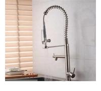 YCVAWEOD Spring monté sur Pont Tire vers Le Bas Kiten Robinet pivotant pivotement à la Main Double Bouchon mixeur de boucheur Kiten Bouxer Crane Cold Hot Water Tap LWX