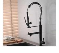 YCVAWEOD Spring monté sur Pont Tire vers Le Bas Kiten Robinet pivotant pivotement à la Main Double Bouchon mixeur de boucheur Kiten Bouxer Crane Cold Hot Water Tap LWX