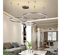 YCVAWEOD Suspension annulaire LED Moderne - Plafonnier à intensité Variable avec télécommande pour Salon, Chambre à Coucher, Restaurant - Lustre en métal Marron 60/80/100 cm LWX