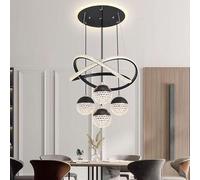 YCVAWEOD Suspension LED Moderne à intensité Variable 90 W avec 4 Boules de Cristal, plafonnier élégant à Hauteur réglable pour Salle à Manger, Salon, Cuisine, décoration d'îlot. LWX