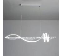 YCVAWEOD Suspension LED Moderne, Lampes à Suspension linéaires à Longue Bande, luminaires Suspendus en métal Blanc avec Abat-Jour en Acrylique, éclairage décoratif géométrique pour Salle à Manger LWX
