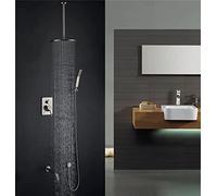 YCVAWEOD Système de Douche Antique Cascade brossée Nickel Douche Robinet Set Plafond monté 10 Pouces Top Spray Ceramic Valve de Salle de Bain Fauce de Douche, G LWX
