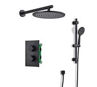 YCVAWEOD Système de Douche réglable avec Barre coulissante Mural de Douche de Pluie de Pluie Robinet à 3 Position Poste de Douche à Main Le mélangeur de Douche Noir Mat LWX