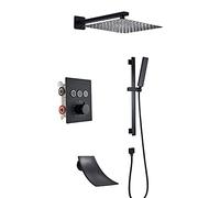 YCVAWEOD Système de Douche thermostatique avec Baignoire Spout Black Shower Faucet Set Wall Murled Plumed Shower Head Cophe with Keld Down Set Rain Batter LWX