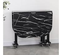 YCVAWEOD Table à Manger à Feuilles en Bois, avec 6 Roues - Table de Cuisine Pliante et Extensible pour Le Salon - Meubles Pliables multifonctionnels, Support en Acier en Carbone (D, 120x80x75cm) LWX