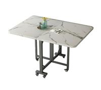 YCVAWEOD Table à Manger Pliante, Table d'artisanat Pliable, Table Polyvalente Extensible, Table de Cuisine Pliable, Table à Manger de la Sauvegarde de l'espace avec 6 Roues, pour la Cuisine, Petits