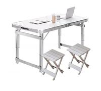 YCVAWEOD Table de Camping et chaises Pliantes définissent en Aluminium Tableau d'extérieur 47.2'l x 23.6''w Hauteur Bureau réglable pour Le Camping Picnic Barbecue avec 2 chaises Pliantes LWX