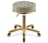 YCVAWEOD Tabouret Roulant réglable pour Coiffeur, Salon, Clinique, Bureau - Chaise métallique hydraulique Lourde avec Tige dorée, Conception pour Le Confort et la mobilité LWX