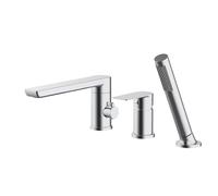 YCVAWEOD Tapé de Bain monté sur Pont TapPle Chrome Single Lever Shower Mixer Tap avec Pomme de Douche à Tirer et tuyaux pour baignoires Taps-3 Trous LWX