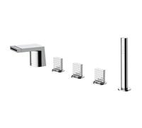 YCVAWEOD Tapisseur de Bain Taps avec Douche Waterfall Chrome Double Lever Mixer Tap à 5 Trous Tap de Baignoire LWX