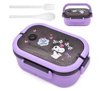 YCVBCY Kurommi Boîte à Lunch Cartoon Imprimé avec Poignée Kawaii et 4 Points de Verrouillage - Bento Boîte Alimentaire pour Fruits et Snacks, Idéale pour Enfants et Adultes 1200ml