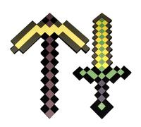 YCVBCY Pixel L'épée Jouet pour Enfant Épée et pioche Enchantée en Doré Pixel L'épée en Pierre Collection d’Accessoires de Combat pioche Jouet Transformable pour Cosplay Fête d'anniversaire