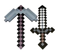 YCVBCY Pixel L'épée Jouet pour Enfant Épée et pioche Enchantée en Gris Pixel L'épée en Pierre Collection d’Accessoires de Combat pioche Jouet Transformable pour Cosplay Fête d'anniversaire