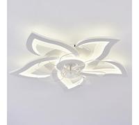 ycwdcz Bois Ventilateur De Plafond Avec Lumières Et Télécommande Moteur Dc Silencieux Reversible 6 Vitesses Avec Timer Plafonnier Dimmable Plafonnier Ventilateur Design Pour Chambre Salon-White