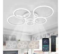 ycwdcz Lampe Ventilateur Plafond Blanc Moderne Silencieux Cercle Plafonnier Ventilateur avec Telecommande Moteur DC Réversible Mode Eté Hiver pour Chambre Salon Cuisine, 100cm