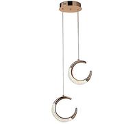 YCWZKJ Lampe à Suspension Moderne Moon, Lampe à Suspension LED 5W Lustre en cuivre, plafonnier de Chevet (Couleur : Deux têtes)