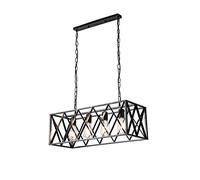 YCWZKJ Lampes de Magasin de vêtements Loft à 4 têtes et 6 têtes en Verre, Lustre de Style Industriel américain E27, Lustre carré rétro en Fer forgé - Noir. 4 têtes