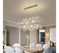 YCWZKJ Lustres Feux d'artifice G9 Moderne LED Éclairage K9 Cristal Suspension Lampe, Rectangle Pissenlit Plafonnier Salle à Manger Salon Cuisine Îlot Éclairage (Couleur : Or, Taille : 72c