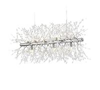YCWZKJ Lustres Feux d'artifice G9 Moderne LED Éclairage K9 Cristal Suspension Lampe, Rectangle Pissenlit Plafonnier Salle à Manger Salon Cuisine Îlot Éclairage (Couleur : Argent, Taille :