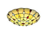 YCWZKJ Plafonniers de Style Tiffany à Montage encastré, plafonnier de Couloir en vitrail Vintage, Ampoule E27, Abat-Jour Rond rétro, luminaires de Plafond pour Chambre à Coucher, Salon, D