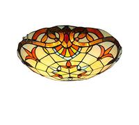 YCWZKJ Plafonniers de Style Tiffany à Montage encastré, plafonnier de Couloir en vitrail Vintage, Ampoule E27, Abat-Jour Rond rétro, luminaires de Plafond pour Chambre à Coucher, Salon, B