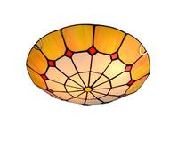 YCWZKJ Plafonniers de Style Tiffany à Montage encastré, plafonnier de Couloir en vitrail Vintage, Ampoule E27, Abat-Jour Rond rétro, luminaires de Plafond pour Chambre à Coucher, Salon, F