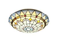 YCWZKJ Plafonniers de Style Tiffany à Montage encastré, plafonnier de Couloir en vitrail Vintage, Ampoule E27, Abat-Jour Rond rétro, luminaires de Plafond pour Chambre à Coucher, Salon, J