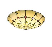 YCWZKJ Plafonniers de Style Tiffany à Montage encastré, plafonnier de Couloir en vitrail Vintage, Ampoule E27, Abat-Jour Rond rétro, luminaires de Plafond pour Chambre à Coucher, Salon, A