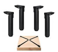 YCXHGK Lot de 4 Pieds de Table Pliables de 25cm 35cm 45cm, Pieds de Support en métal réglables en Hauteur, Pied de Rechange pour lit/canapés/Basse(40cm/16in)