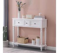 YCXLAXHH Console Bois Massif, Meuble Console D'entrée, Grand Espace de Rangement, Structure Robuste, Convient aux Cafés, Couloirs et Chambres, Coins Arrondis(White,100cm/39in)