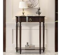 YCYHXJB Console Meuble en Bois Massif avec Tiroir, Table D'appoint Incurvée Style Rétro, Meuble D'entrée pour Salon, Vestibule ou Couloir(Black,120 * 30 * 90cm/47.2 * 12 * 35in)