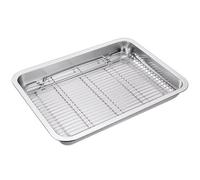 YCYHXJB Plat Four INOX avec Grille, Plaque Cuisson Four, Bac Vidange Plateau INOX pour Cuisine et Magasin de Poulet Frit(27 * 20 * 4.8cm/10.6 * 7.9 * 1.9in)
