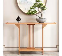 YCYHXJB Table D'entrée Étroite, Console Meuble en Bambou avec Étagères Ouvertes, Console D'entrée pour Petits Espaces, Salon, Couloir(Yellow,100 * 20 * 80cm/39.4 * 8 * 31.5in)
