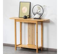 YCYHXJB Table D'entrée Étroite, Console Meuble en Bambou avec Étagères Ouvertes, Table D'appoint pour Hall D'entrée, Salon, Couloir, Bureau ou Derrière Un Canapé(100 * 31 * 80cm/39.4 * 12.2 * 31.5in)