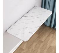 YCYHZC Table Pliante Murale, Tables Cuisine Murales Abattants, Établi Mural Bois pour Salle Manger Bureau Peu Encombrant avec Support Fer(White Pattern,L 40CM)