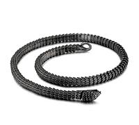 YCYR Collier Jormungandr Serpent Viking, Amulette Lourde Vintage en Acier Inoxydable pour Homme, Bijoux À L'échelle Dragon Fait Main Plaqué Pistolet Noir