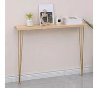 YCYRF Console Bois Massif, Meuble Console D'Entrée, Meuble Entree Couloir pour Entrée, Salon avec Deux Pieds en Fer(Gold,80x20x80cm/31x8x31in)