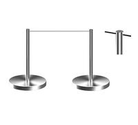YCYRF Lot de 2 Poteau de Guidage, Poteaux de 45 cm avec Corde ÉLastique de 5m, Barrière de Contrôle des Foules pour Galerie d'art, Base de Remplissage en Béton(Silver)
