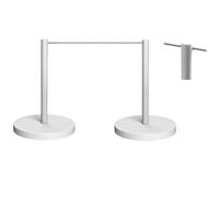 YCYRF Lot de 2 Poteau de Guidage, Poteaux de 45 cm avec Corde ÉLastique de 5m, Barrière de Contrôle des Foules pour Galerie d'art, Base de Remplissage en Béton(White)