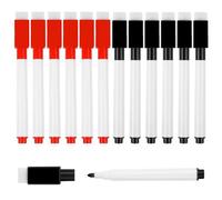 YCZCHE14 12 Pcs Feutre Tableau Blanc Effacable, Tableau Blanc Magnetique Stylo Effaçable, Noir Feutre Ardoise Magnétiques Effaçables avec Une Gomme pour Maison Bureau ou L'école(Rouge Noir)