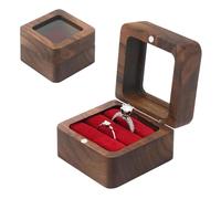 YCZCHE14 boîte en bois pour alliance bague en bois Double emplacement Boîte bague avec 2 emplacements porte alliance mariage Pour Proposition Fiançailles Mariage Saint Valentin Compact et Élégant