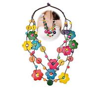 YCZCHE14 Collier Long Bohème Coloré Collier de Noix de Coco Collier Ethnique Bohême Pendentif Multicolore Long Collier Plage de Mode Bijoux Pendentif Charm pour Dames et Filles 1 Pièce