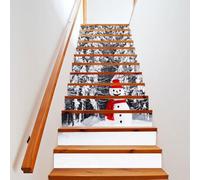 YCZHD 3D Auto-adhésifs Escalier Riser Stickers,13 Bande de D'Escalier de Noël 18x100cm en Vinyle Autocollant Motif Bonhomme de Neige Décoration Murale pour Maison Hôtel(Color:Noël)