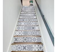 YCZHD 3D escaliers Autocollants escaliers,13 Morceaux de Style Nordique Gris Fleur Brique escalier décoration Murale Autocollant PVC Mural Amovible(Color:LT059)